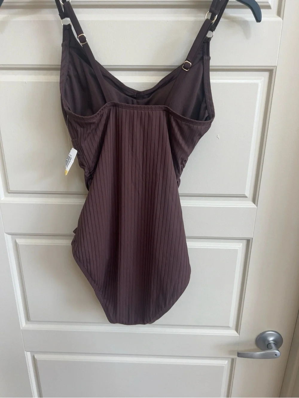 ELLEN TRACY NEW RIBBED ONE PIECE SWIMSUIT S brown summer vacation resort beach
